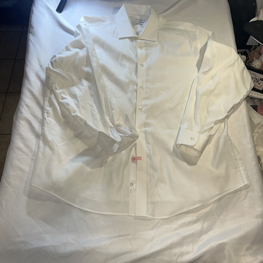 Calvin Klein White Long Sleeve Steel Stretch 18 34/35‎ Closet Staple 380